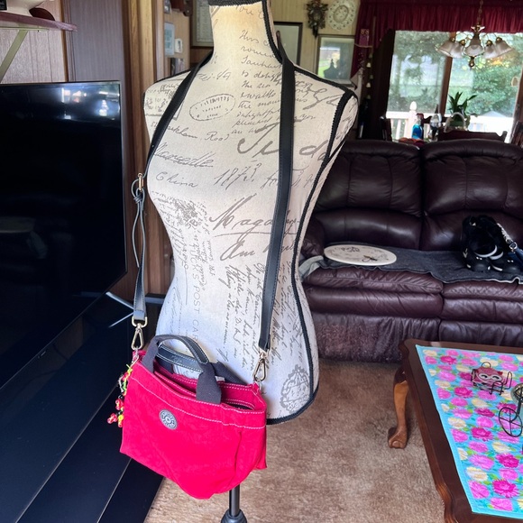Kipling Sugar Small Crossbody Handbag bright red color. - Picture 4 of 17